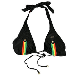COOGI Rasta Theme Bikini Top Women's Size Medium Embossed Gold Hardware